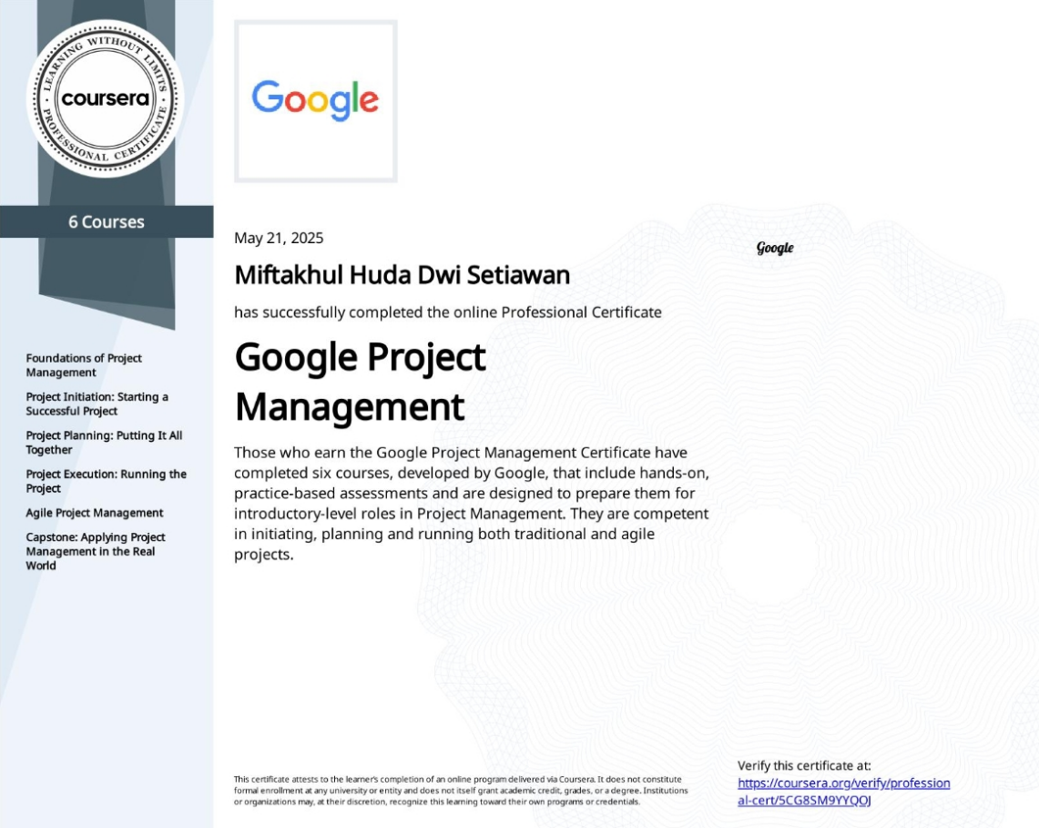 Google Project Management Professional Certificate